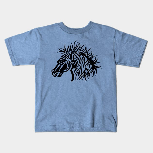 Tribal Horse Kids T-Shirt by ddtk